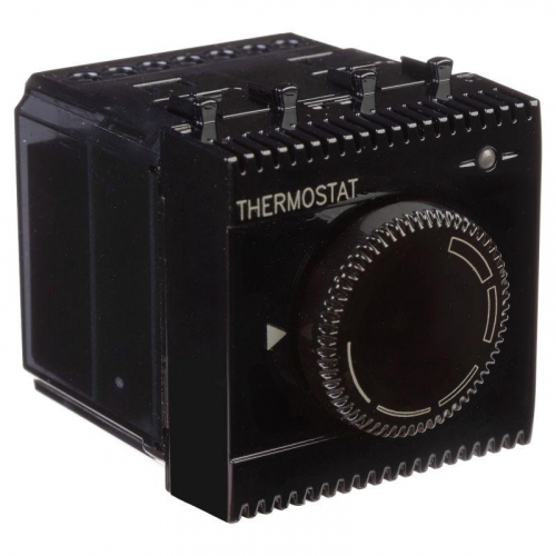 Термостат модульный для теплых полов Черный квадрат 2 модуля DKC Avanti 4402162 фото